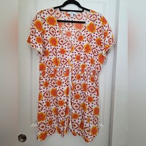 Forever 21 Floral Print Top in Orange and Red